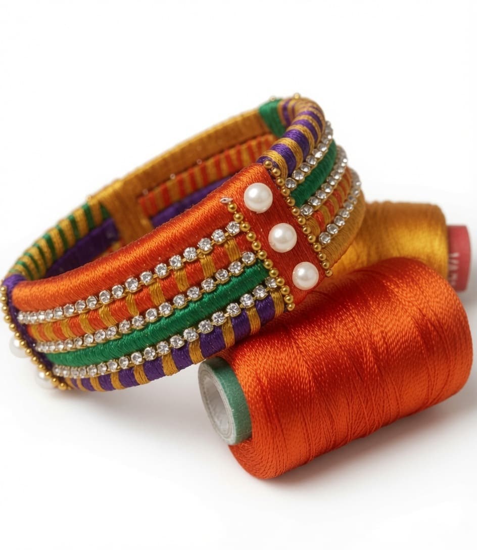 Shanti Collections® Royal Triveni Silk Thread Bangle
